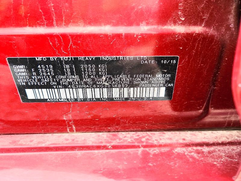 Aukcja sprzedaży 2016 Subaru Legacy, vin: 4S3BNAC6XG3018952, numer aukcji: 57334716