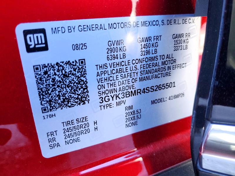 56021616 :رقم المزاد ، 3GYK3BMR4SS265501 vin ، 2025 Cadillac Optiq مزاد بيع