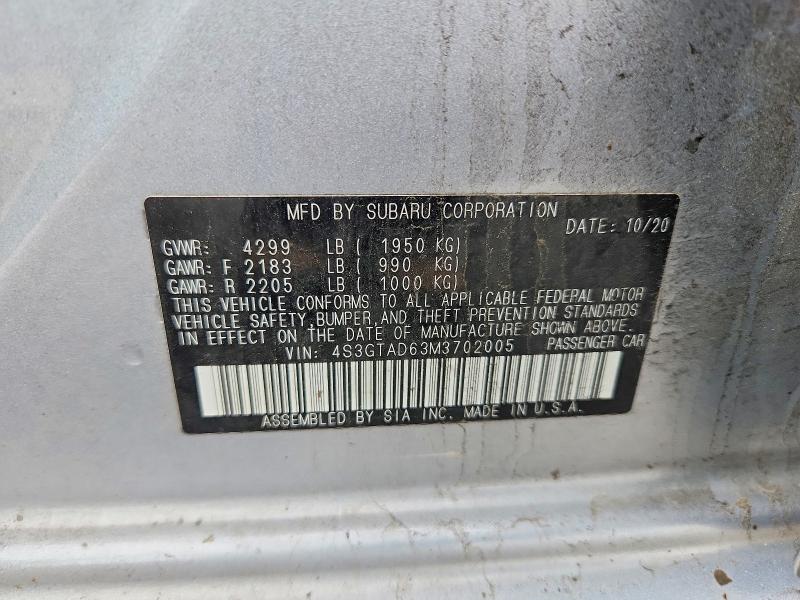 Продаж на аукціоні авто 2021 Subaru Impreza, vin: 4S3GTAD63M3702005, номер лоту: 58423386