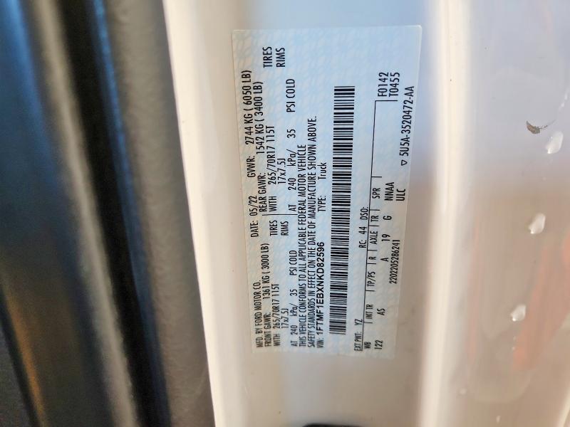 2022 Ford F150 მანქანა იყიდება აუქციონზე, vin: 1FTMF1EBXNKD82596, აუქციონის ნომერი: 57535376