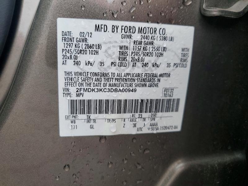 Продаж на аукціоні авто 2013 Ford Edge, vin: 2FMDK3KC3DBA00949, номер лоту: 56513306