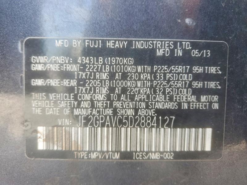 Продаж на аукціоні авто 2013 Subaru Xv Crosstrek, vin: JF2GPAVC5D2884127, номер лоту: 57486136