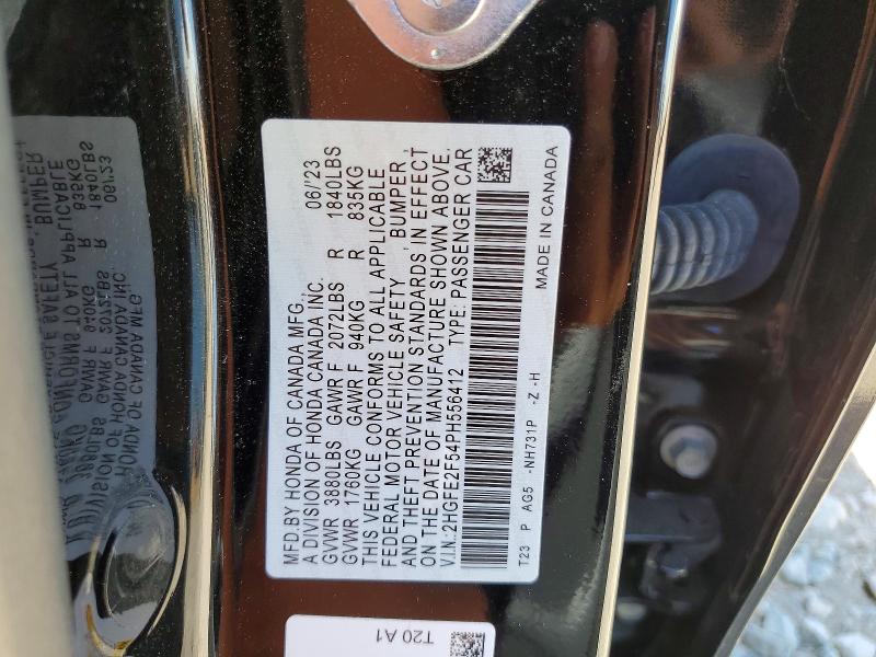 2023 Honda Civic მანქანა იყიდება აუქციონზე, vin: 2HGFE2F54PH556412, აუქციონის ნომერი: 56102026