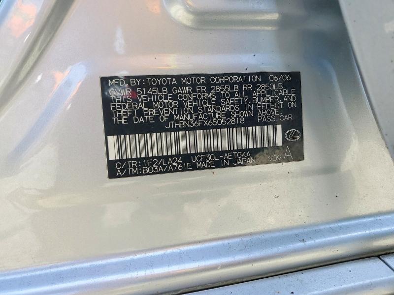 Aukcja sprzedaży 2006 Lexus Ls, vin: JTHBN36FX65052818, numer aukcji: 56123676