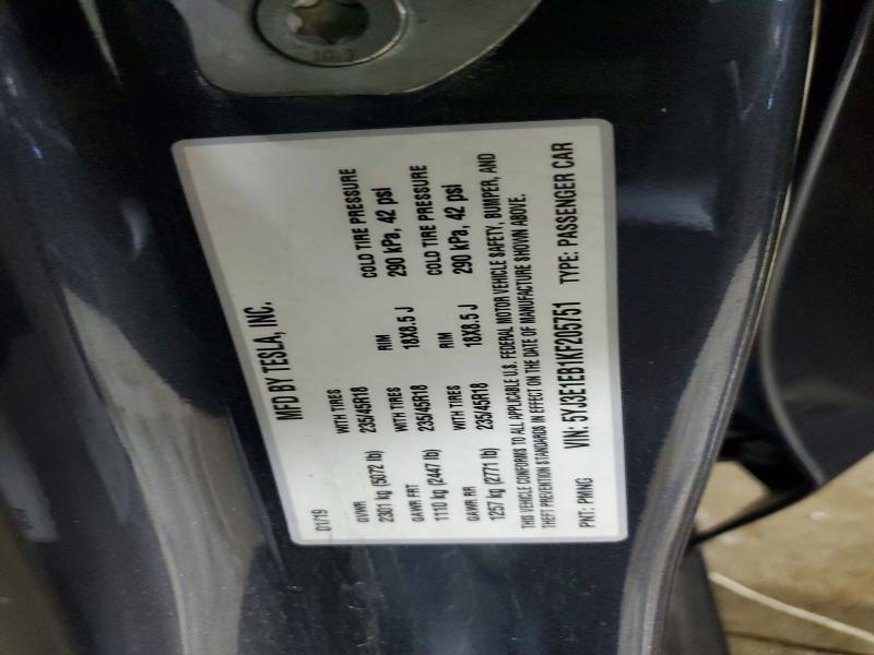55904806 :رقم المزاد ، 5YJ3E1EB1KF205751 vin ، 2019 Tesla Model 3 مزاد بيع
