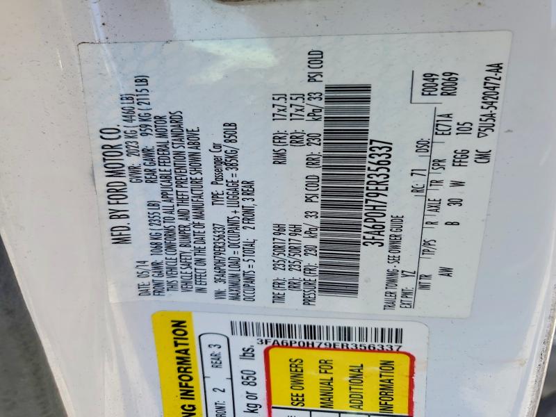 Aukcja sprzedaży 2014 Ford Fusion, vin: 3FA6P0H79ER356337, numer aukcji: 58746296