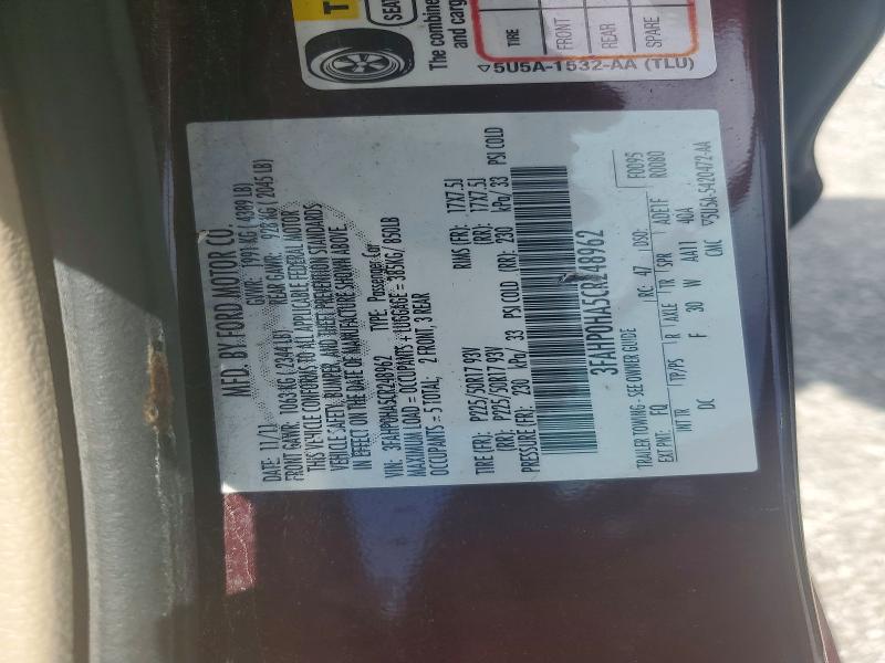 Aukcja sprzedaży 2012 Ford Fusion, vin: 3FAHP0HA5CR248962, numer aukcji: 55970646