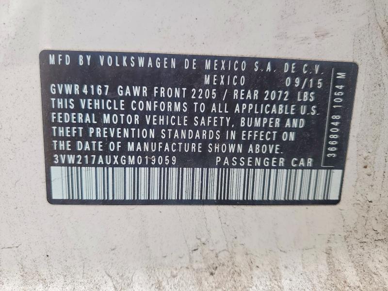 Aukcja sprzedaży 2016 Volkswagen Golf, vin: 3VW217AUXGM019059, numer aukcji: 56888406