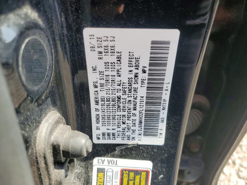 Продаж на аукціоні авто 2015 Honda Cr-v, vin: 5J6RM4H32FL127514, номер лоту: 54238736