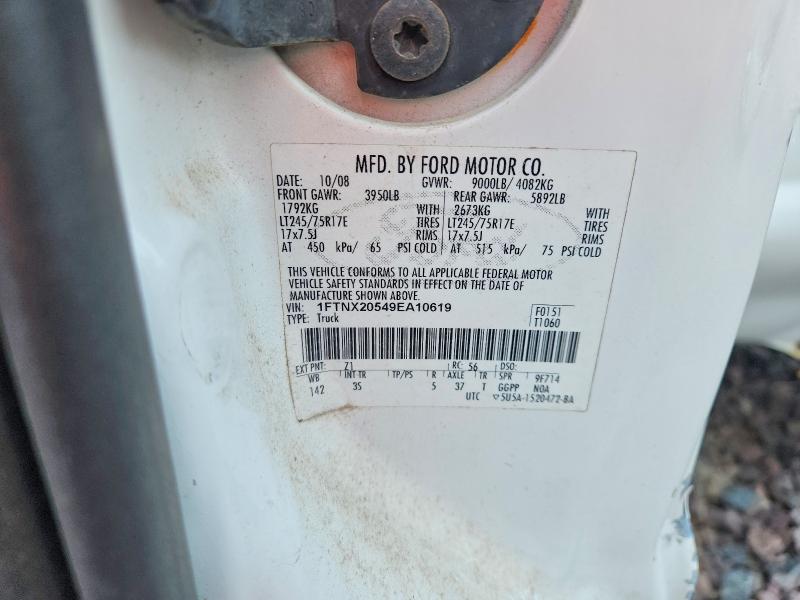 2009 Ford F250 მანქანა იყიდება აუქციონზე, vin: 1FTNX20549EA10619, აუქციონის ნომერი: 55522136