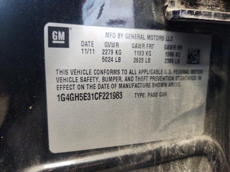 58249386 :رقم المزاد ، 1G4GH5E31CF221983 vin ، 2012 Buick Lacrosse مزاد بيع