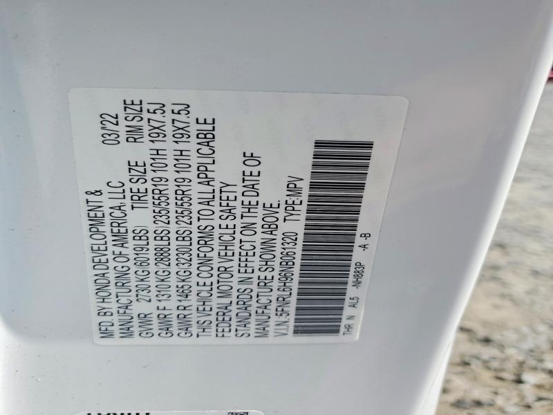 58150306 :رقم المزاد ، 5FNRL6H96NB061320 vin ، 2022 Honda Odyssey مزاد بيع