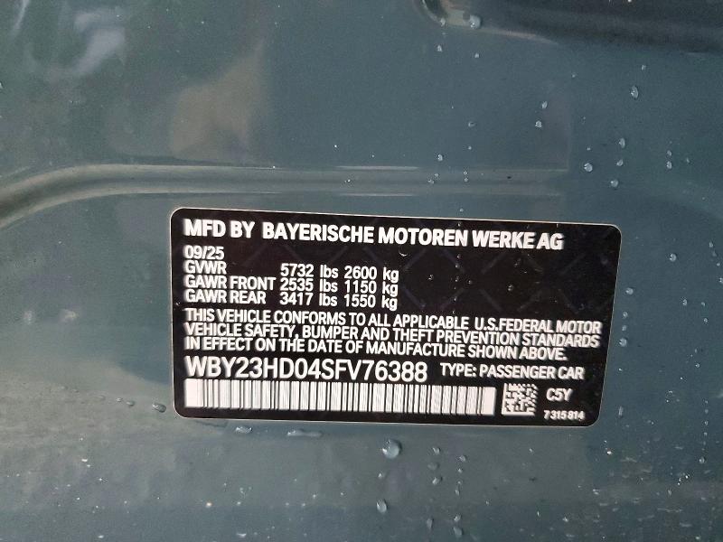 56228456 :رقم المزاد ، WBY23HD04SFV76388 vin ، 2025 Bmw I4 مزاد بيع