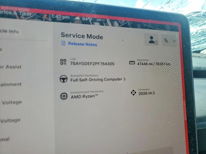 56511026 :رقم المزاد ، 7SAYGDEF2PF764305 vin ، 2023 Tesla Model Y مزاد بيع