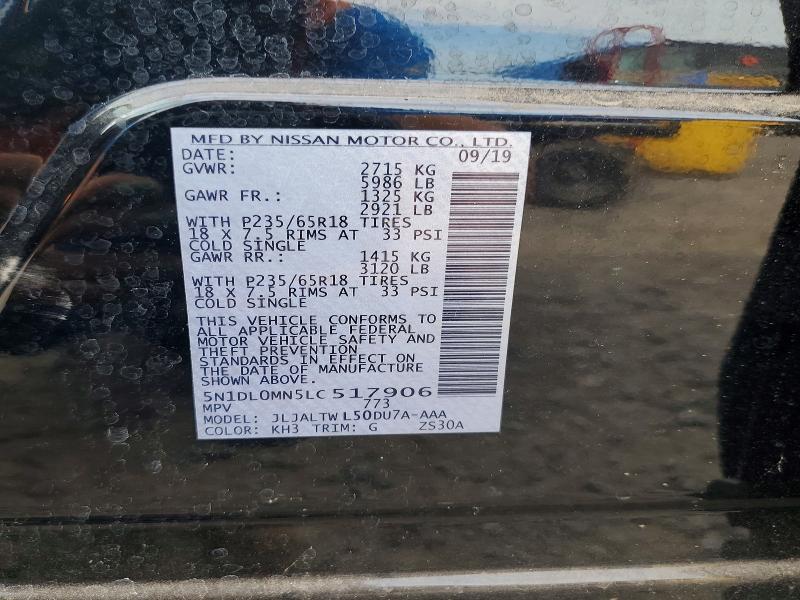 58901746 :رقم المزاد ، 5N1DL0MN5LC517906 vin ، 2020 Infiniti Qx60 مزاد بيع