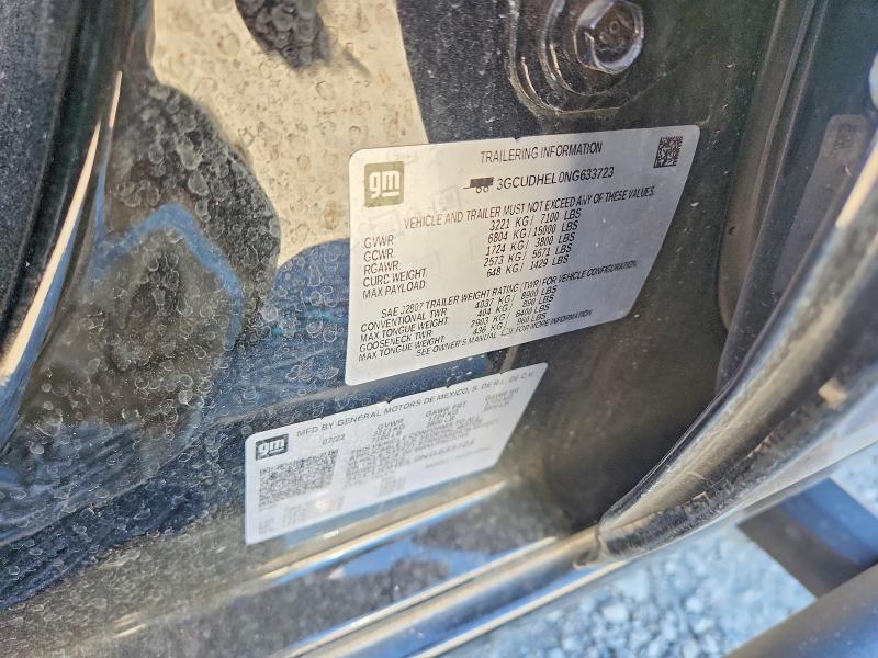 2022 Chevrolet Silverado მანქანა იყიდება აუქციონზე, vin: 3GCUDHEL0NG633723, აუქციონის ნომერი: 57367486