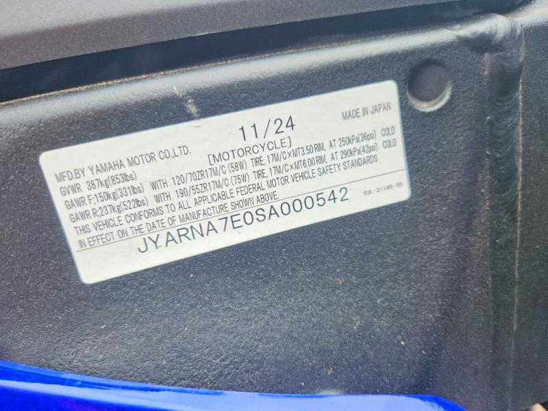 Продажа на аукционе авто 2025 Yamaha Yzf1000, vin: JYARNA7E0SA000542, номер лота: 57999636