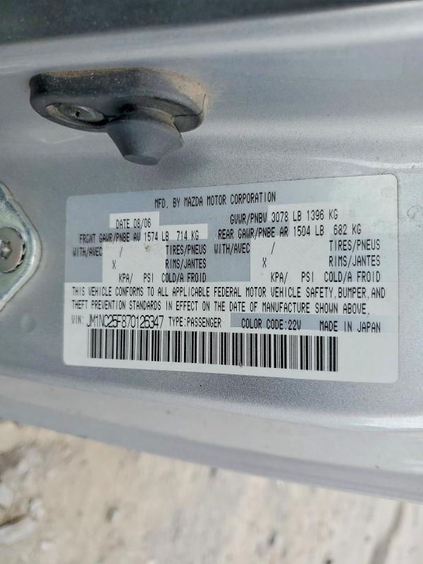 Продажа на аукционе авто 2007 Mazda Mx-5 Miata, vin: JM1NC25F870126347, номер лота: 56303456