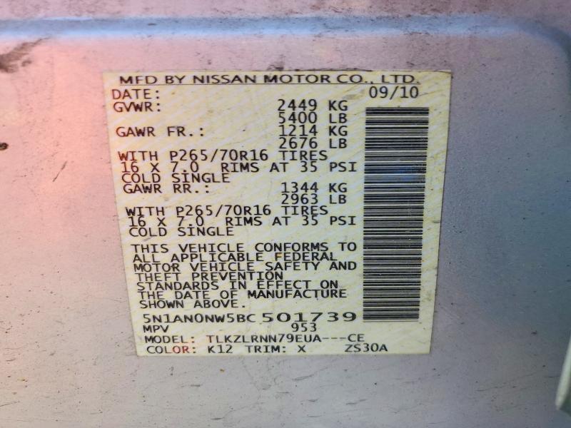 Aukcja sprzedaży 2011 Nissan Xterra, vin: 5N1AN0NW5BC501739, numer aukcji: 58802986