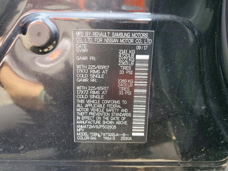 Auction sale of the 2018 Nissan Rogue, vin: KNMAT2MV9JP502608, lot number: 55395026