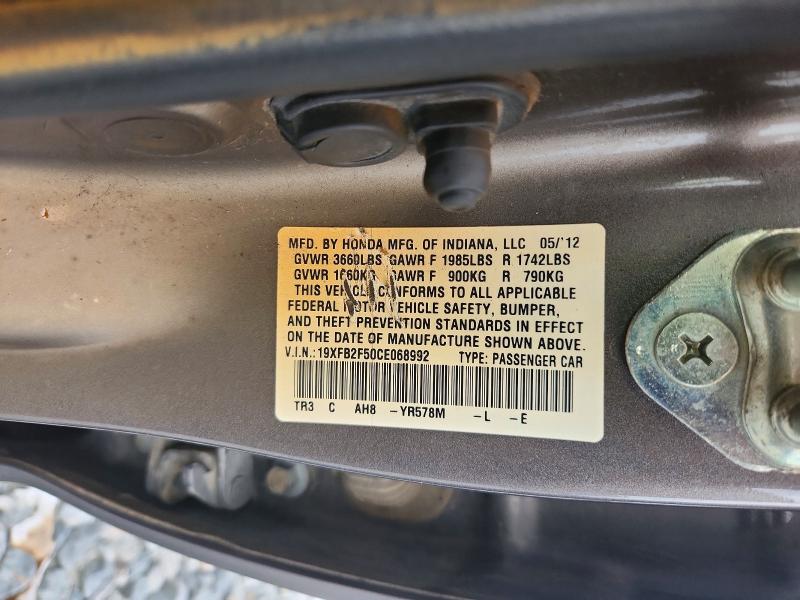 55967196 :رقم المزاد ، 19XFB2F50CE068992 vin ، 2012 Honda Civic مزاد بيع
