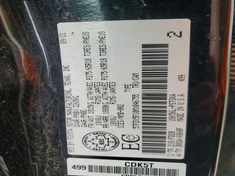 2021 Toyota Tundra მანქანა იყიდება აუქციონზე, vin: 5TFDY5F10MX046755, აუქციონის ნომერი: 58706056