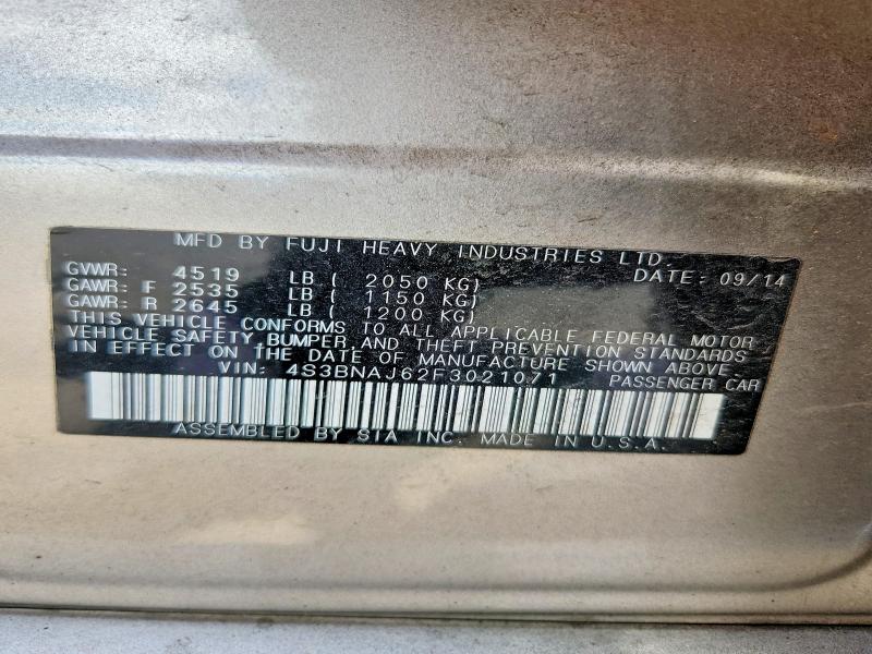 58510476 :رقم المزاد ، 4S3BNAJ62F3021071 vin ، 2015 Subaru Legacy مزاد بيع