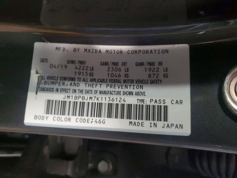 Aukcja sprzedaży 2019 Mazda 3, vin: JM1BPBJM7K1136124, numer aukcji: 58185046