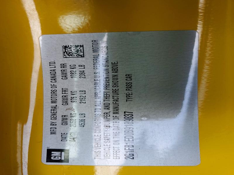 57242636 :رقم المزاد ، 2G1FB1ED0B9189837 vin ، 2011 Chevrolet Camaro مزاد بيع