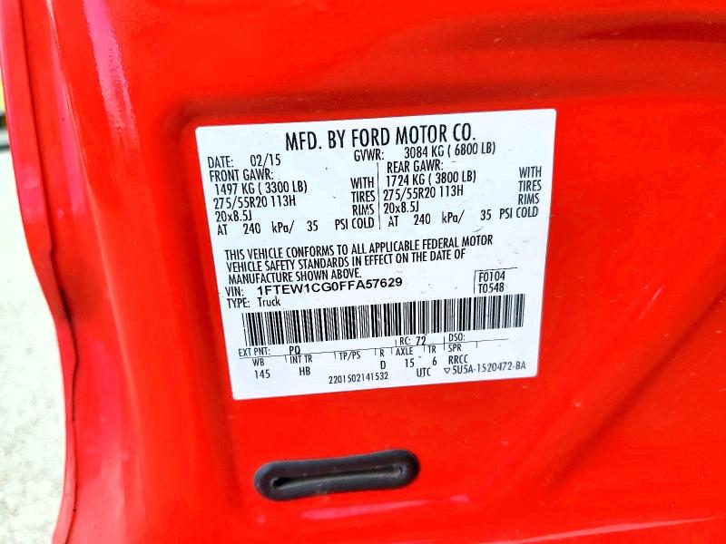 Aukcja sprzedaży 2015 Ford F150, vin: 1FTEW1CG0FFA57629, numer aukcji: 56371616