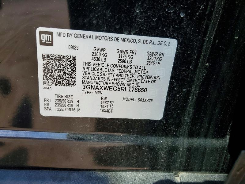 2024 Chevrolet Equinox მანქანა იყიდება აუქციონზე, vin: 3GNAXWEG5RL178650, აუქციონის ნომერი: 58798946