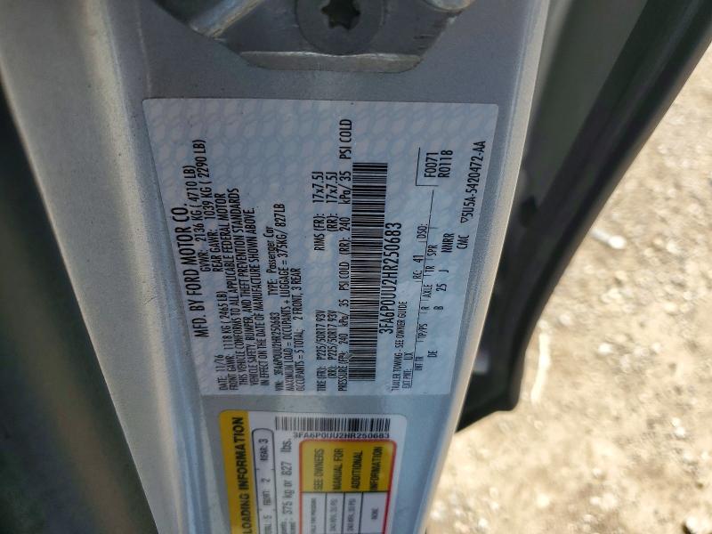 2017 Ford Fusion მანქანა იყიდება აუქციონზე, vin: 3FA6P0UU2HR250683, აუქციონის ნომერი: 56967416