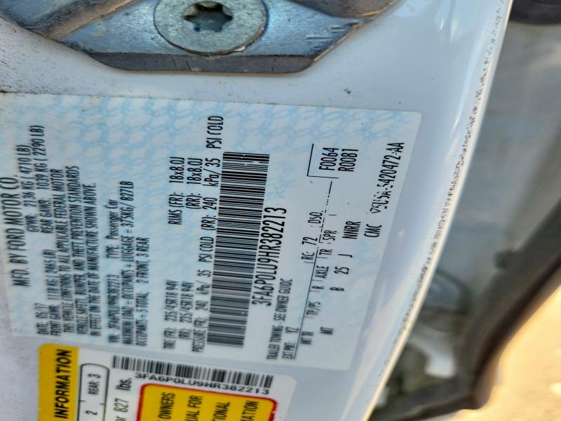 2017 Ford Fusion მანქანა იყიდება აუქციონზე, vin: 3FA6P0LU9HR382213, აუქციონის ნომერი: 55776346