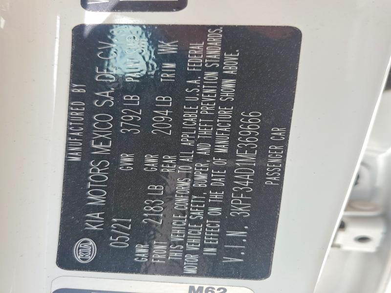 55461306 :رقم المزاد ، 3KPF34AD1ME369666 vin ، 2021 Kia Forte مزاد بيع