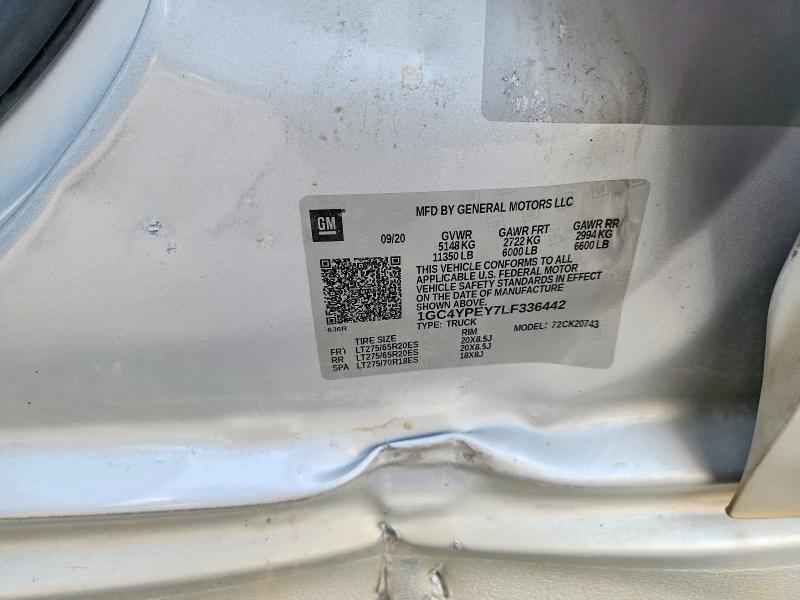 58780056 :رقم المزاد ، 1GC4YPEY7LF336442 vin ، 2020 Chevrolet Silverado مزاد بيع