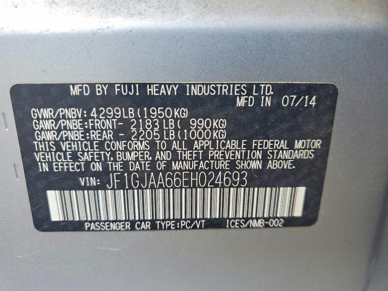 Продажа на аукционе авто 2014 Subaru Impreza, vin: JF1GJAA66EH024693, номер лота: 56866966