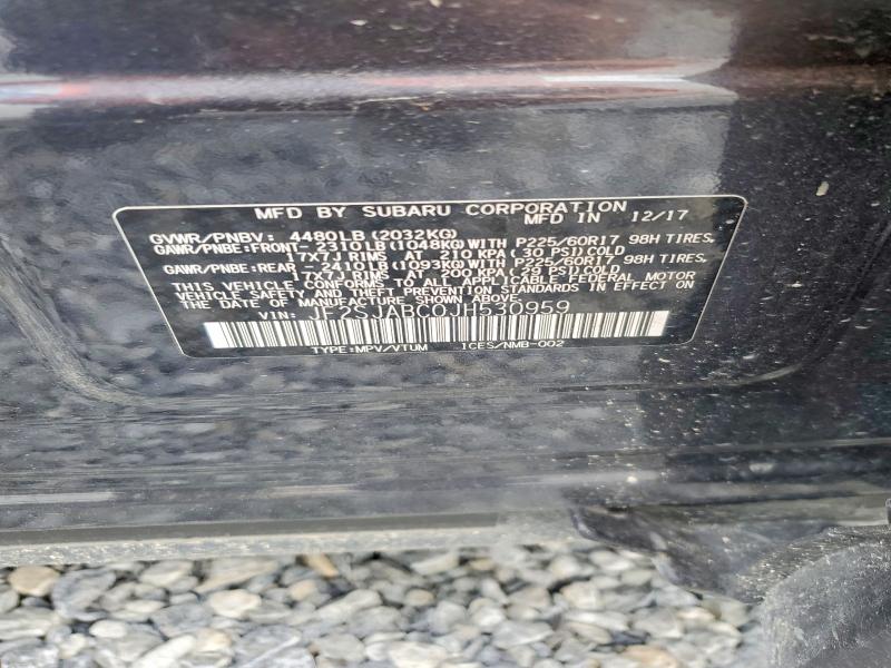 2018 Subaru Forester მანქანა იყიდება აუქციონზე, vin: JF2SJABC0JH530959, აუქციონის ნომერი: 55560796