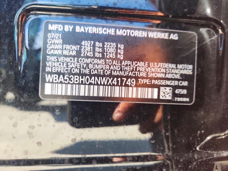 Aukcja sprzedaży 2022 Bmw 530, vin: WBA53BH04NWX41749, numer aukcji: 56667556