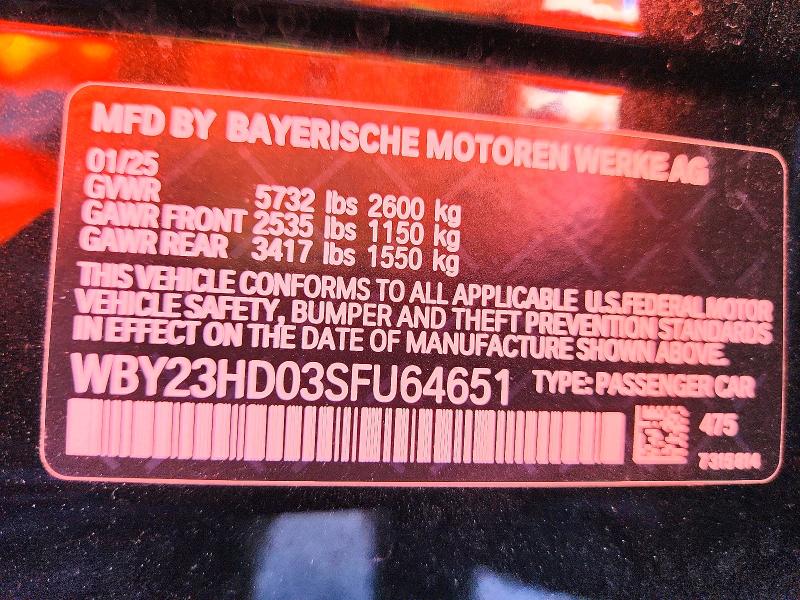 Продаж на аукціоні авто 2025 Bmw I4, vin: WBY23HD03SFU64651, номер лоту: 55809586