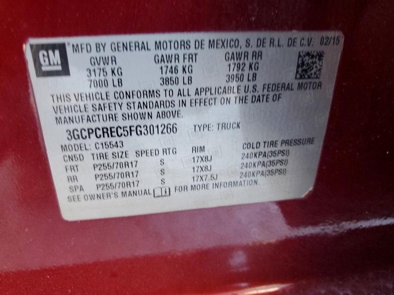 Auction sale of the 2015 Chevrolet Silverado, vin: 3GCPCREC5FG301266, lot number: 55737166
