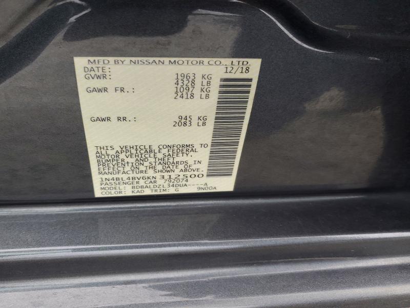 Aukcja sprzedaży 2019 Nissan Altima, vin: 1N4BL4BV6KN312500, numer aukcji: 56437456