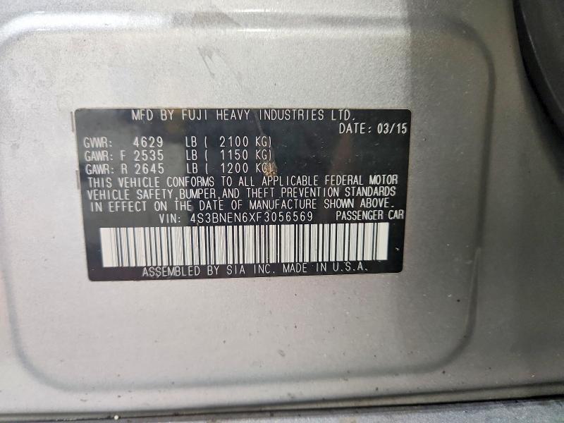 Aukcja sprzedaży 2015 Subaru Legacy, vin: 4S3BNEN6XF3056569, numer aukcji: 58633766