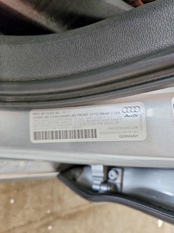 Продажа на аукционе авто 2012 Audi A6, vin: WAUHGAFC5CN074797, номер лота: 58621316
