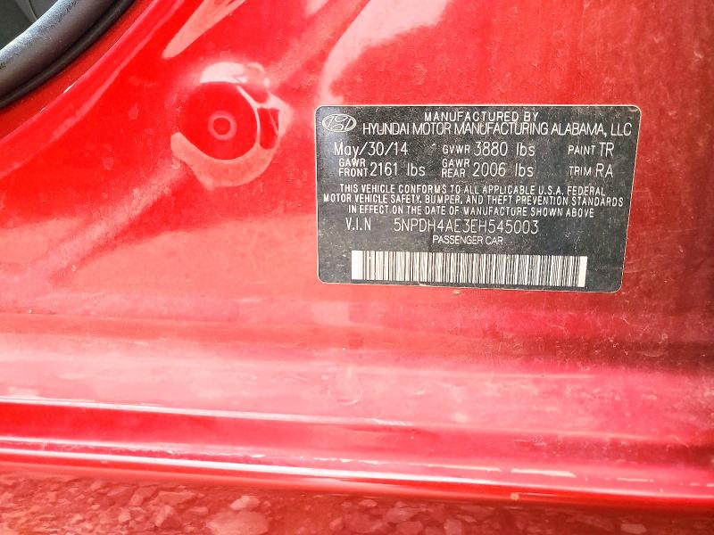 Aukcja sprzedaży 2014 Hyundai Elantra, vin: 5NPDH4AE3EH545003, numer aukcji: 58534016
