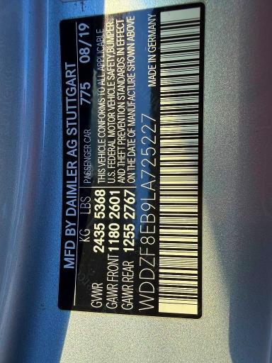 2020 Mercedes-benz E მანქანა იყიდება აუქციონზე, vin: WDDZF8EB9LA725227, აუქციონის ნომერი: 55736396