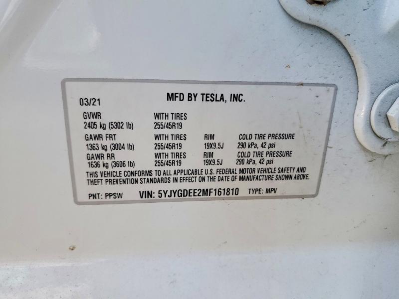 Auction sale of the 2021 Tesla Model Y, vin: 5YJYGDEE2MF161810, lot number: 56316266