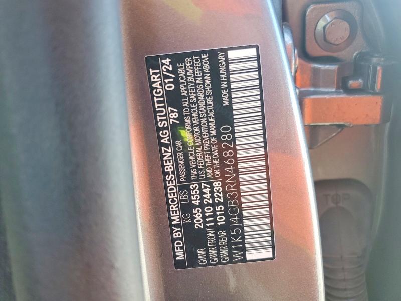 58590746 :رقم المزاد ، W1K5J4GB3RN468280 vin ، 2024 Mercedes-benz Cla مزاد بيع