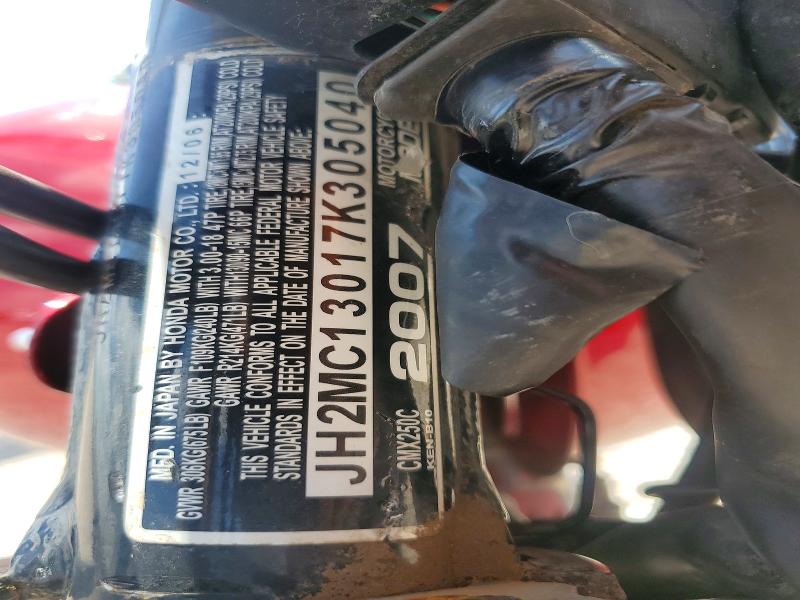 59015966 :رقم المزاد ، JH2MC13017K305040 vin ، 2007 Honda Cmx250 مزاد بيع