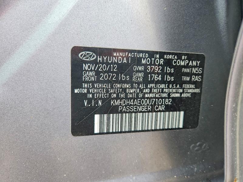 Продажа на аукционе авто 2013 Hyundai Elantra, vin: KMHDH4AE0DU710182, номер лота: 55819766