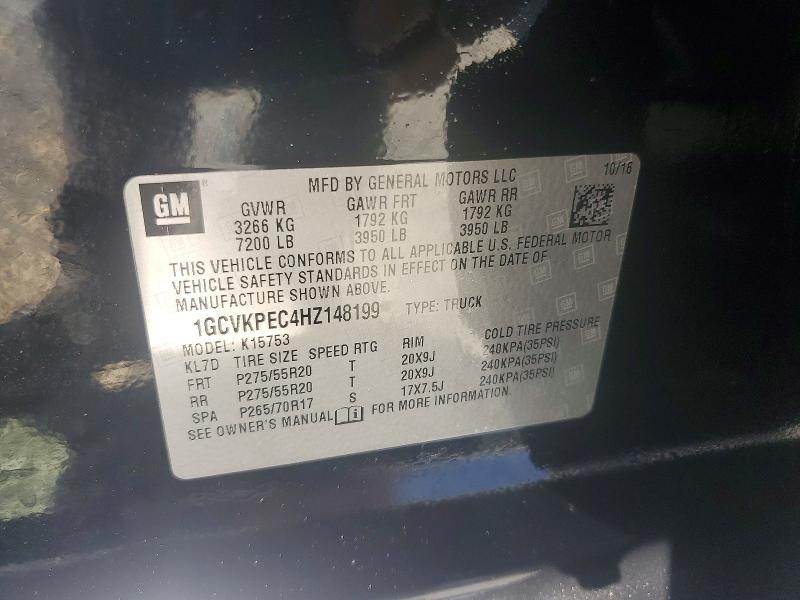57329046 :رقم المزاد ، 1GCVKPEC4HZ148199 vin ، 2017 Chevrolet Silverado مزاد بيع